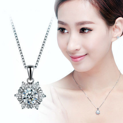 韩版精美雪花项链吊坠女 雪舞银短款太阳花时尚甜美配饰品  批发