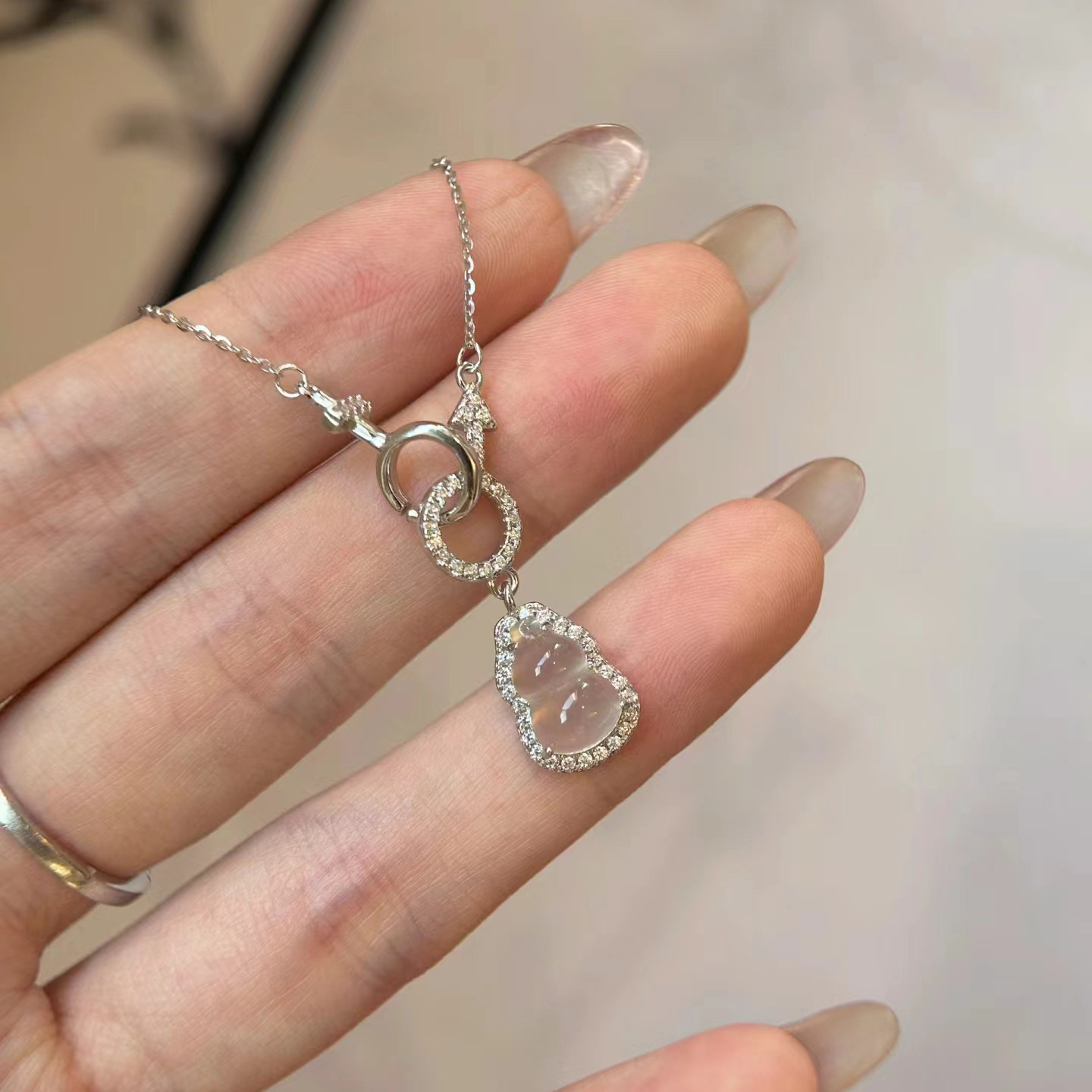 吉祥玉福禄项链女款轻奢小众双扣葫芦吊坠新中式锁骨链礼物送女友