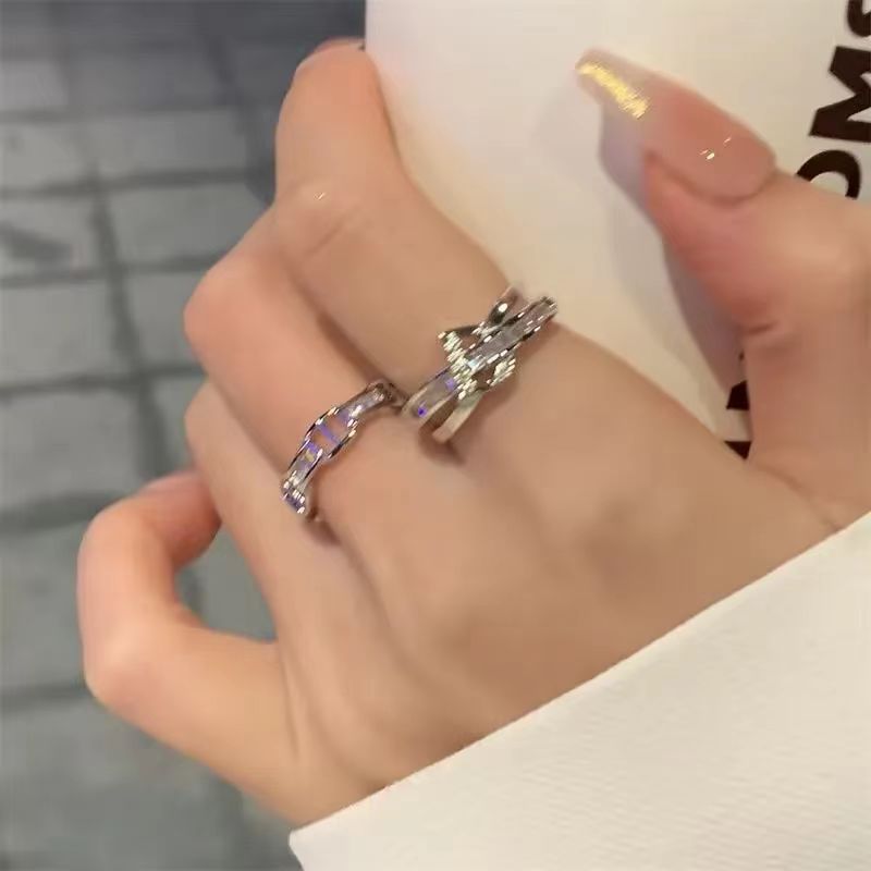 银色D字母猪鼻子戒指女小众时尚个性开口食指戒冷淡风轻奢指环女