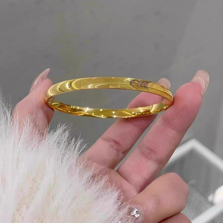 新款cnc猫眼手镯女金店同款镀金条纹手环时尚轻奢仿沙金镯子饰品
