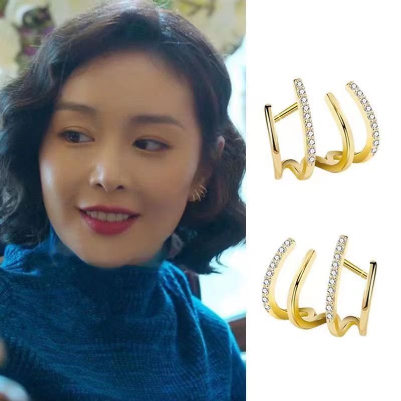 2026新款耳钉女韩版ins冷淡风爪形微镶钉耙气质创意个性耳饰品女